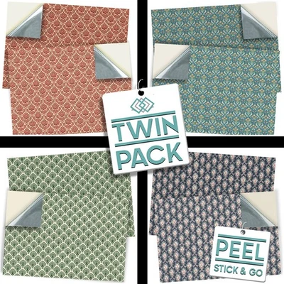 Dolls House 1:12 SELF ADHESIVE TWIN PACK Wallpaper For Interior Room Walls - Image 1 of 4