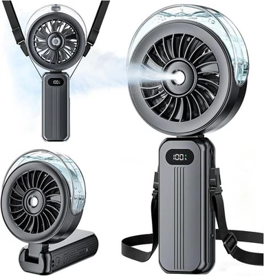 HandHeld Misting Fan Portable - High Speed Hand Held USB Rechargeable Fan - Image 1 of 4