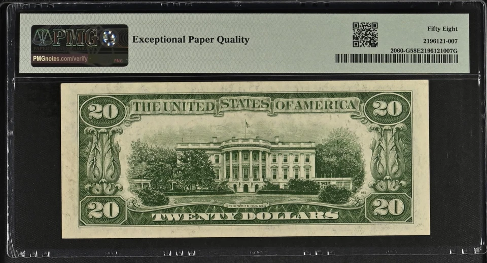 VALUABLE 1950 $20 INVERTED OVERPRINT ERROR💥75 YR OLD CHICAGO NOTE💥PMG 58 EPQ - Image 2 of 2