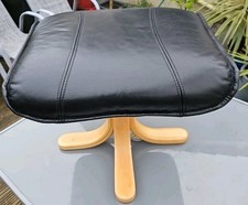 Black Faux Leather Footstool Lovely Condition!