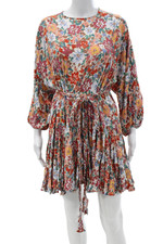 Storia Women Multicolor Mini Dress Round Neck Long Sleeve Button Size S