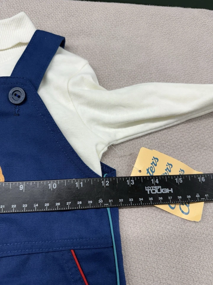 NWT Vintage Carters Overall Bibs Set Bear Football Embroidered Boys Size 4T - Image 4 of 4