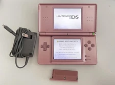 Nintendo DS Lite Coral Pink Tested Working/Missing Stylus/3 Games Included