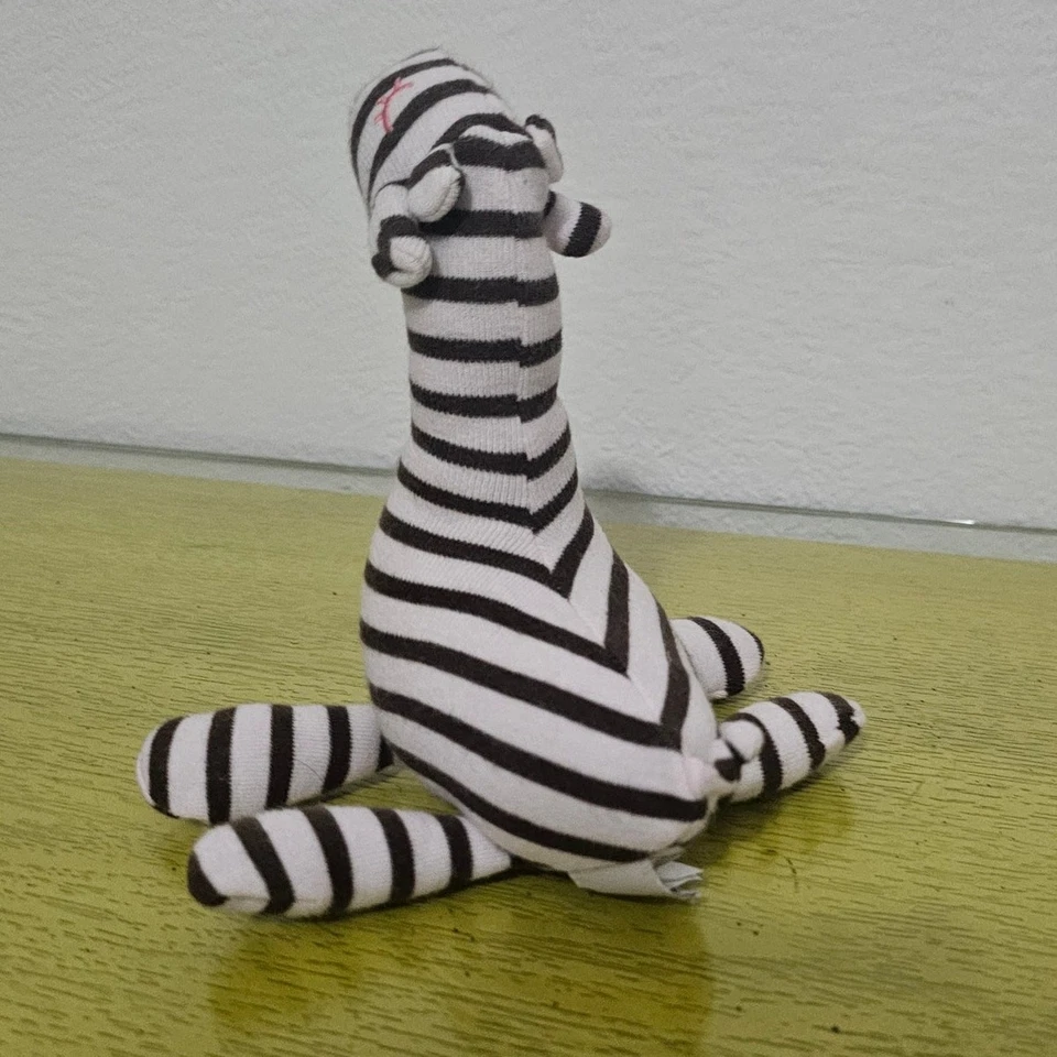 Old Navy Pink Brown Stripe Giraffe Plush Rattle Lovey Baby Closed Eyes 2009 - Image 2 of 4