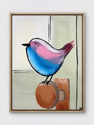 RiverRunArt Original Abstract 12x16 Bird Acrylic Home Decor Canvas Wall Art