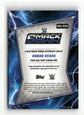 ロマンレインズ　サイン&レリックカード　44/50 TOPPS WWE 2026 Topps Chrome WWE Roman Reigns Autograph Green Refractor 99/99