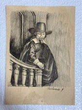 Rembrandt (Handmade) Drawing on antique paper Signed and Sealed.