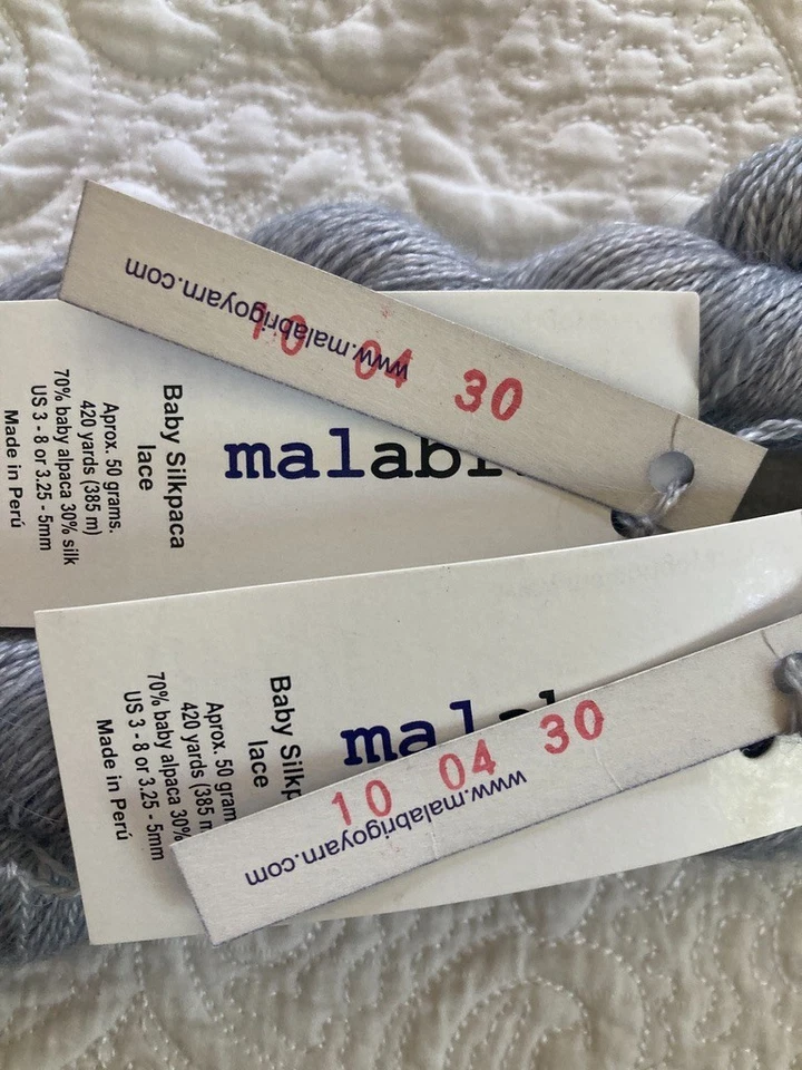 LOT OF 2 ~ Malabrigo Baby Silkpaca Merino Lace Yarn #009 Polar Morn Silver Gray - Image 3 of 4