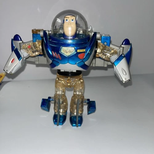 Vintage Buzz Lightyear Metal Morpher Pixar Toy Story Clear Blue Transformer Ship