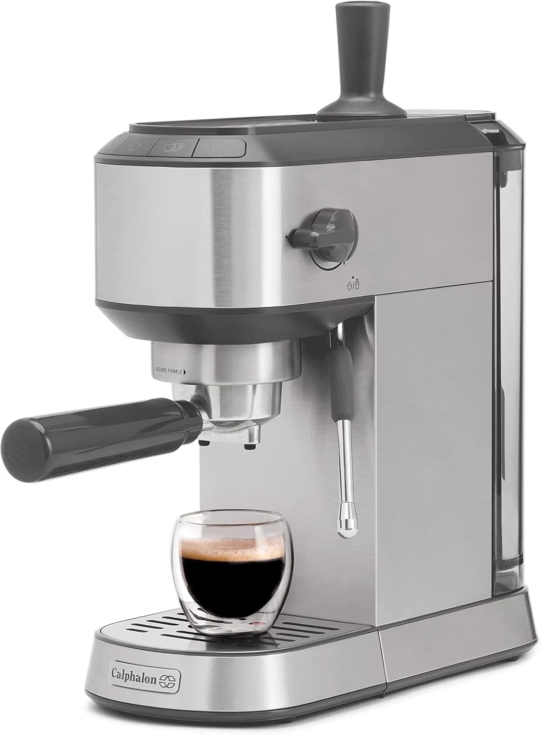 Stainless Steel Home Espresso Machine with Milk Frother - Compact Design