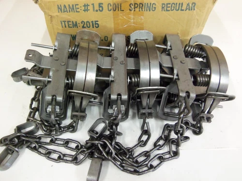 6 Bridger #1.5 Special Coil Spring Foothold Traps Coyote Fox Trapping 