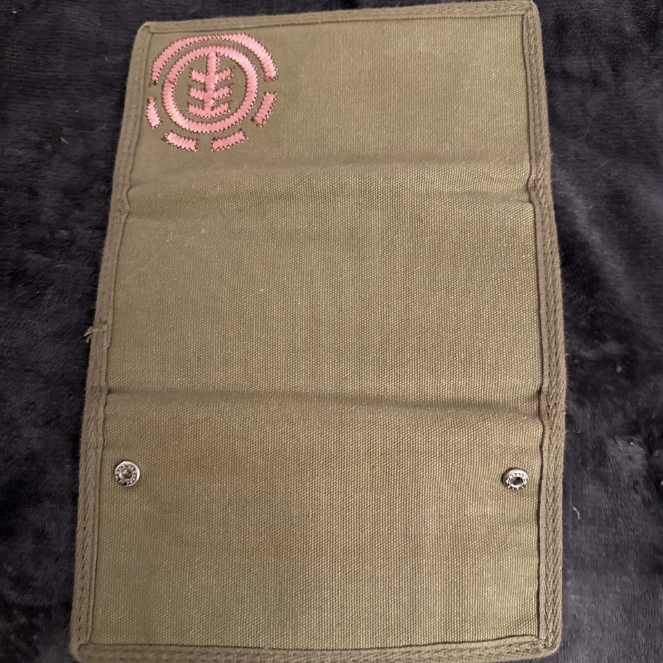 Vtg Element Elementality Tri-Fold Wallet Green Canvas Skate Style Womens Y2K - Image 4 of 4