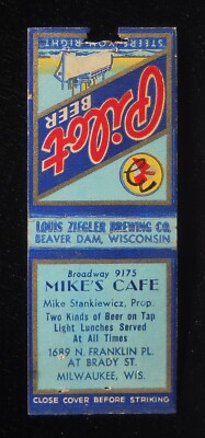 1930s Mike's Cafe Pilot Beer Beaver Dam Mike Stankiewicz Brady St. Milwaukee WI