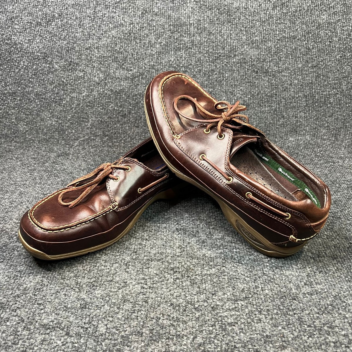Dunham Mens Captain Boat Shoes Brown Tan Leather Lace Up Moc  display picture 3