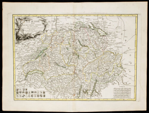 1780ca - Suisse et cantons - Carte géographique ancienne - Bonne - Gravure - Bild 1 von 5