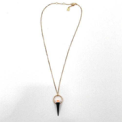 FENDI Necklace Metal Gold Black Top W 