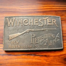 Winchester Repeating Arms Belt Buckle Brass Vintage New Haven Conn