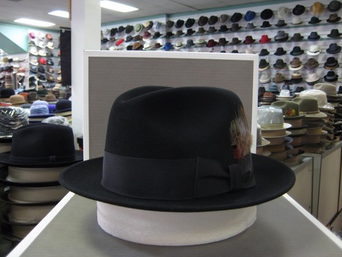STETSON SAXON BLACK FUR FELT FEDORA 
