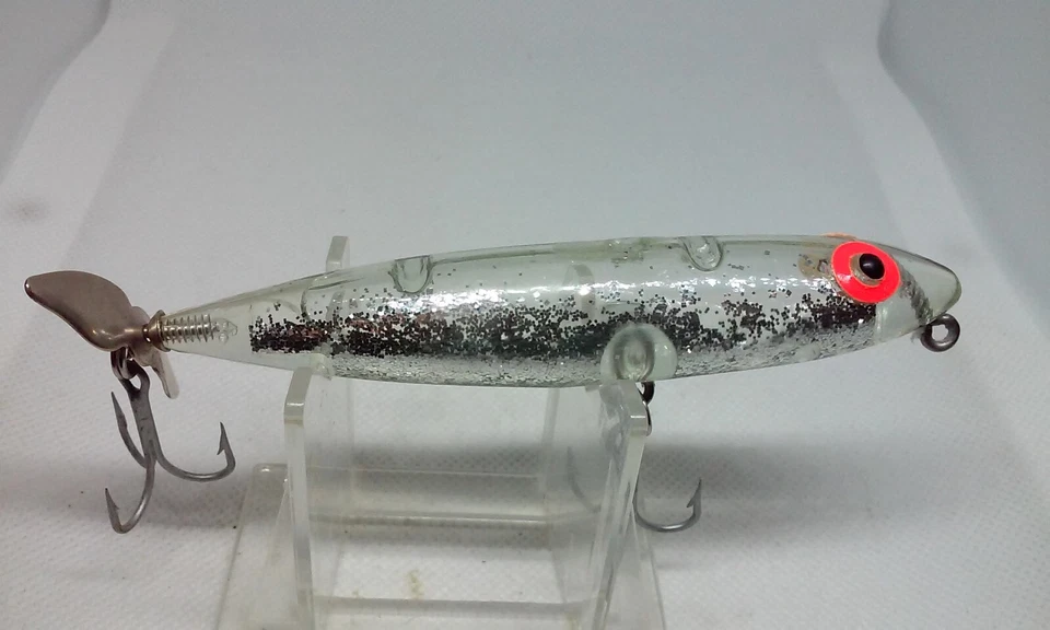 Señuelo flotador vintage L&S MirrOlure escamas plateadas transparentes 4 1/4" Topwater/superficie Foto 3 de 4