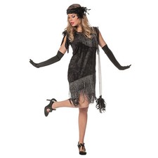 Deluxe Charleston Kleid + Kopfschmuck + Schal / 20er 30er Jahre Flapper 38 (S/M)