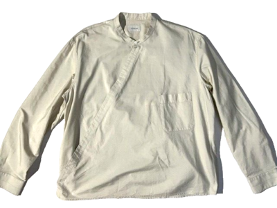 LEMAIRE Men Beige Cotton Wrapover Shirt Kimono Wrap Front sz L 