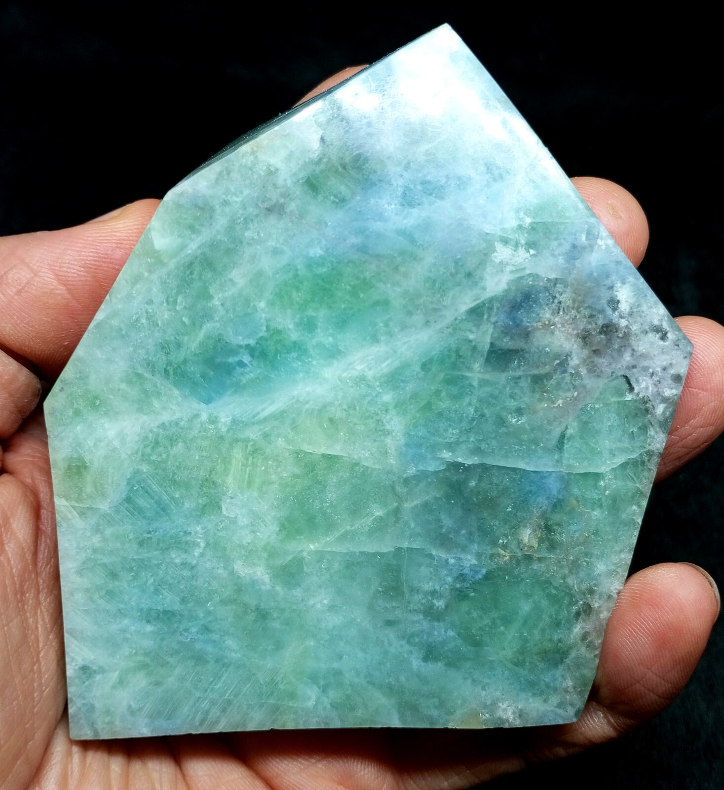 Rainbow Fluorite UV Reactive Mirror Polished Fluorescent Mineral Specimen-image