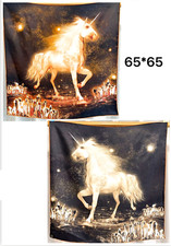 26"x26"Night Horse Print Pure Mulberry Twill Silk Double-sided Scarf 65x65cm5-15