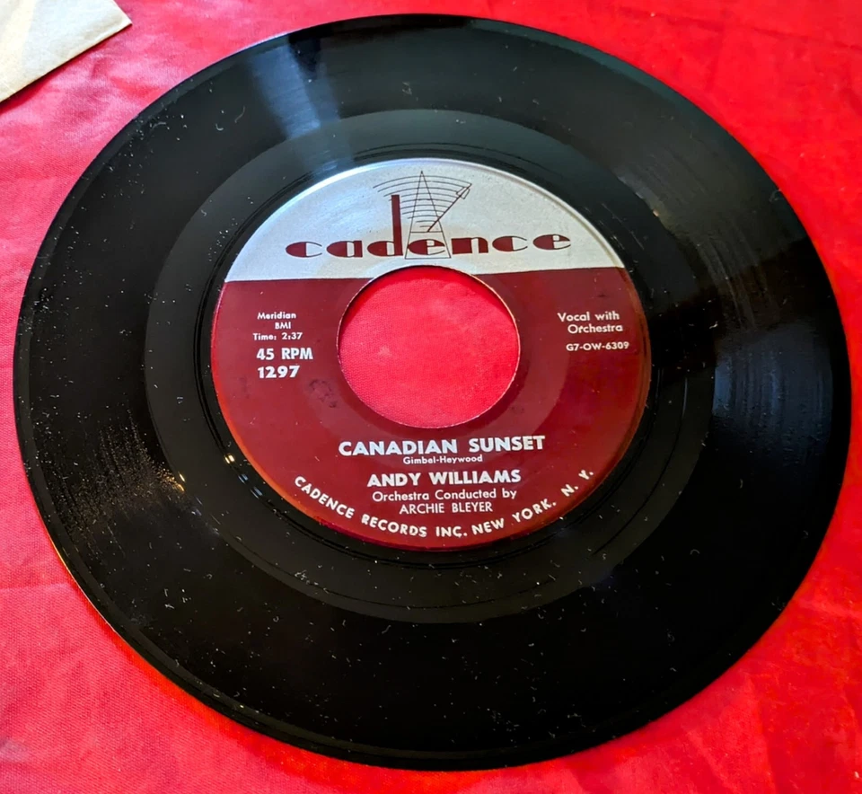 VTG ANDY WILLIAMS HIGH UPON A MOUNTAIN / CANADIAN SUNSET 45 (7" RECORD CA 1297X) - Image 2 of 4