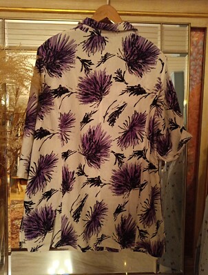 Damen Bluse Lang Hemd Fabiani grande moda 48 bunt Leinen Viskose wie neu Lila