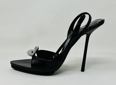 SAINT LAURENT Ayers Snakeskin Embossed Crystal Giqua 115 Sandals