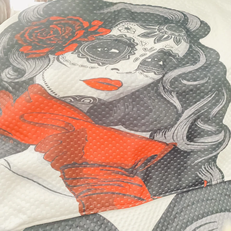 Colcha Ambesonne Día de Muertos con 2 fundas de almohada Foto 3 de 4