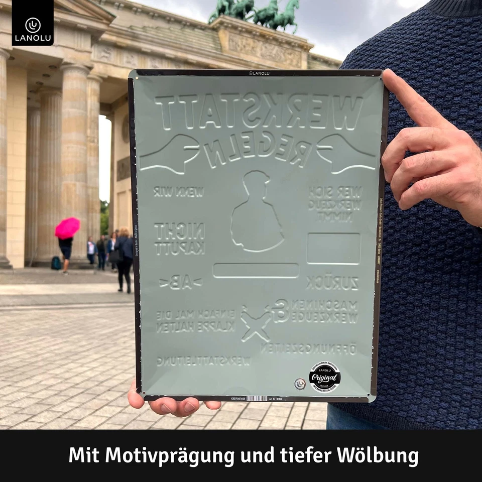 XXL Retro Blechschild Werkstatt Schild, lustige Werkstattregeln Männer 30x40cm - Bild 4 von 4