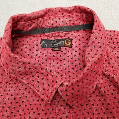 ※ xyx.ppp95※ Guess Shirt Mens XXL Red Geometric Pattern Pearl Snap Cowboy