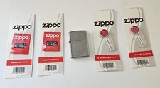 Zippo Lighter # 207 Regular Street Chrome - USA - 2015 F 15 - Extra Flints Wicks