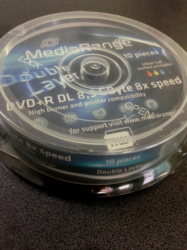 MediaRange DVD+R DL 8,5 GB 8x Rohlinge Double Layer Printable 2x10er Case - Bild 2 von 3