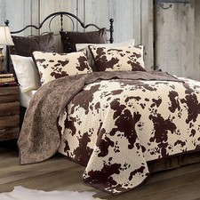 Elsa Cowhide Reversible Quilt Set, Full/Queen, Chocolate