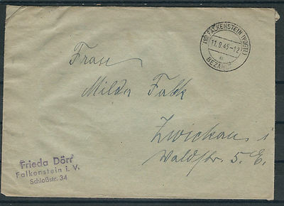 SBZ Herrlicher Letter From Falkenstein (Vogdtl 11.9.45 Nach Zwickau