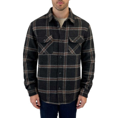 Jachs New York Men's Wool Blend Sherpa Lined Shirt Jacket (Grey, L