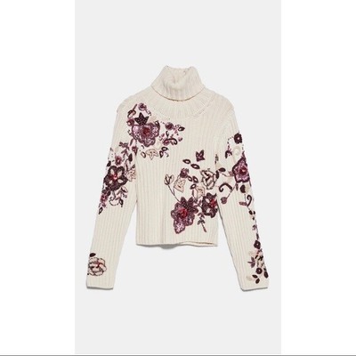 flower embroidered sweater
