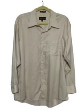 Roberto Villini Collezione Mens Button Front L Sleeve Beige Dress Shirt 17 32/33