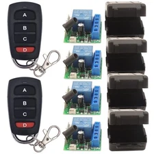 DC12V 10A 433Mhz Remote Control Switch Kit 4 RF Relay Receivers 2 Transmitters