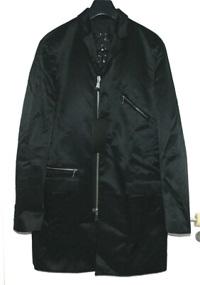 John Richmond Denim Mantel lange Jacke Trenchcoat schwarz Gr. 48 / M neu VK 270 