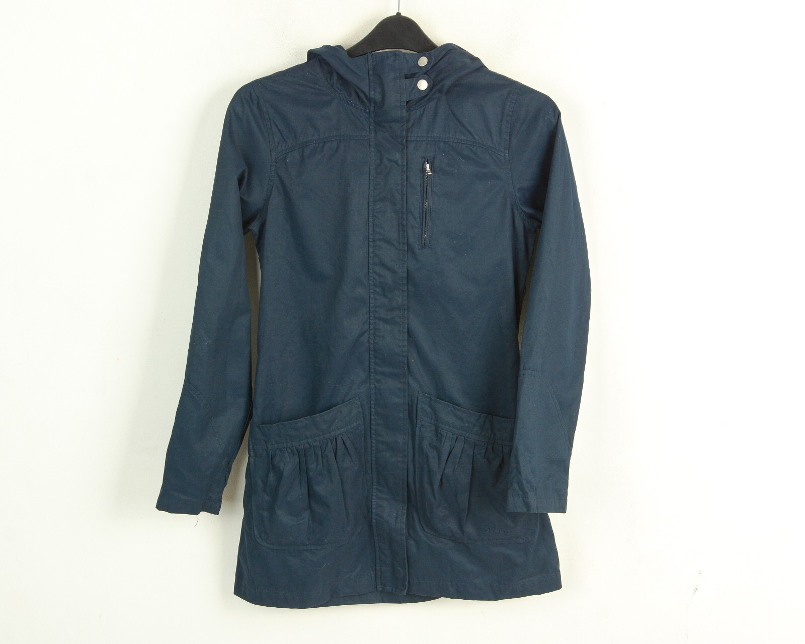 Elvine Martina Parka MUJER Abrigo Azul Marino de Algodón con Capucha Impermeable