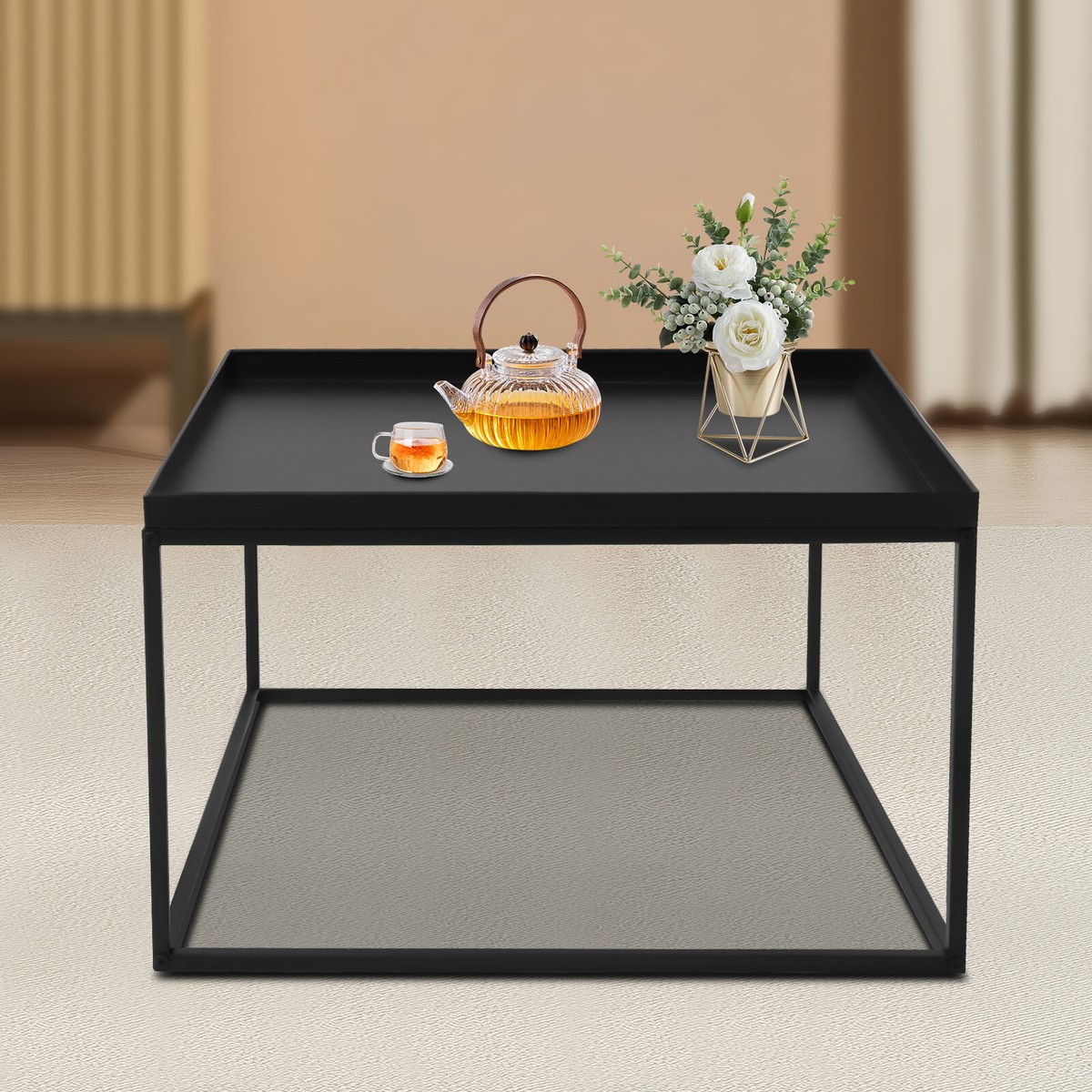59cm Metal Square Coffee Table End Table/Side Table For Office