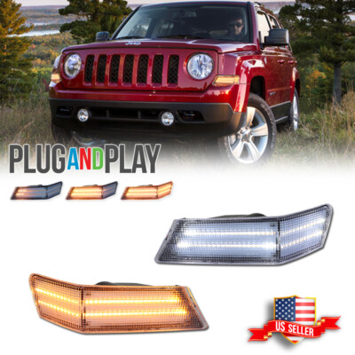 For 07-17 Jeep Patriot Clear Switchback LED Turn Signal Blinker Corner Lights 2X