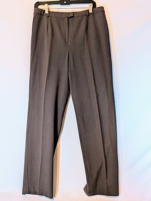 ladies straight leg dress pants Women's Emerald Green StudioSuits front zipper with hook CLC Women's Sz 12 Brown.