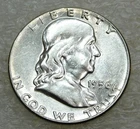 1956 Franklin Half Dollar AU/BU Frosty White Luster in saflip #S344