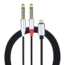 Enbiawit Lightning to Dual 6.35mm Mono Stereo Y-Cable 6 feet, Siliver