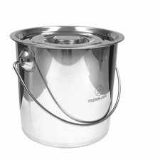 Stapelbarer FISCHER Edelstahl Eimer 12 Liter + Edelstahl-Deckel lebensmittelecht