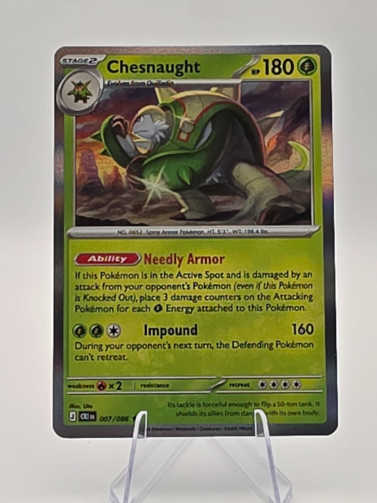 2026 Pokemon Chaos Rising Chesnaught 007/086 Holo Rare Pack Fresh NM